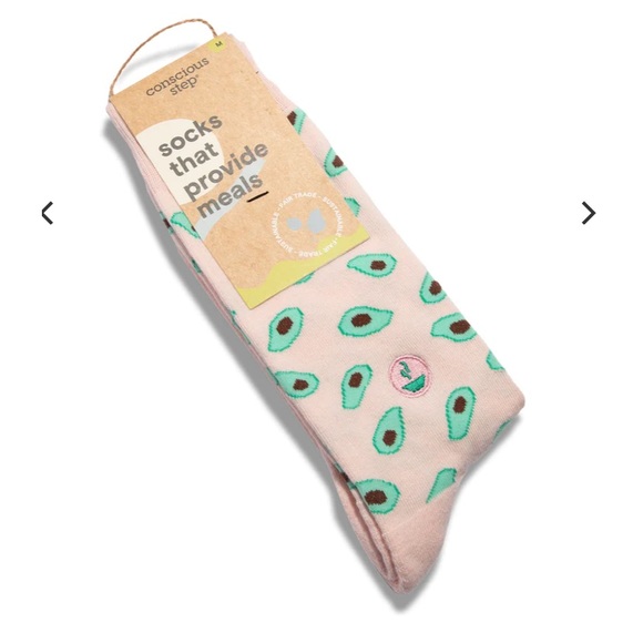 $5 $5 $5 NEW Conscious Step Socks That Provide Meals Pink Avocado - Picture 4 of 5